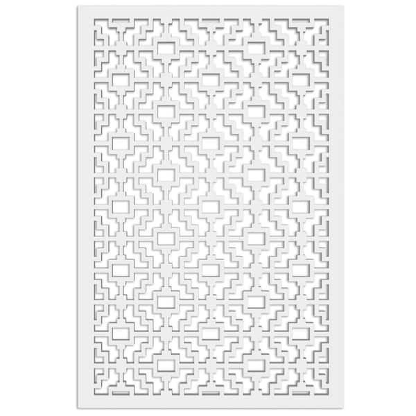 Acurio Latticeworks Fret 4 ft. x 32 in. White Vinyl Decorative Screen Panel