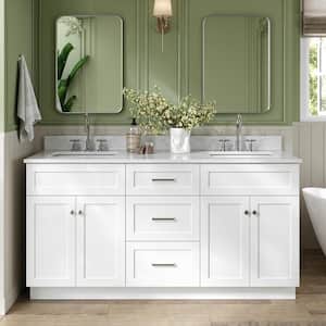 Hamlet 67 in. W x 22 in. D x 35.25 Double Sink Freestanding Bath Vanity in White with Carrara White Marble Top