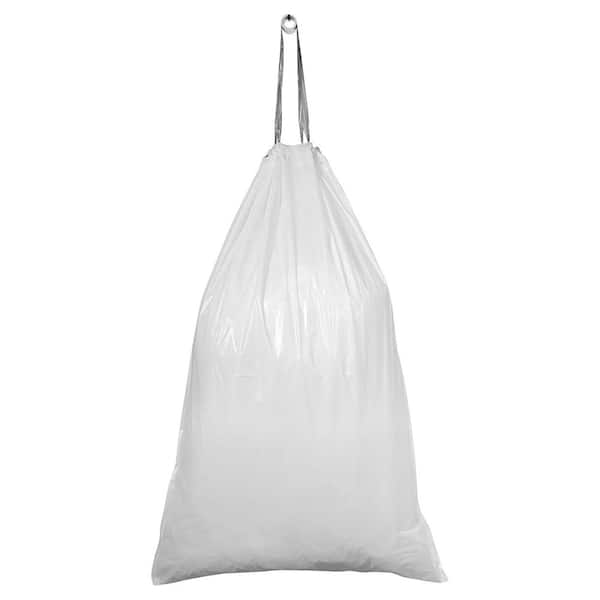 Plasticplace Custom Fit Trash Bags, simplehuman (x) Code Q Compatible (50  Count), White Drawstring Garbage Liners 13-17 Gallon / 40-65 Liter, 25.25  x 32.75