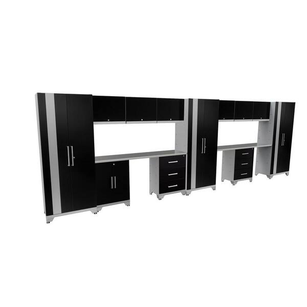 NewAge Products Performance 75 in. H x 234 in. W x 18 in. D Steel Garage Cabinet Set in Black (14-Piece)