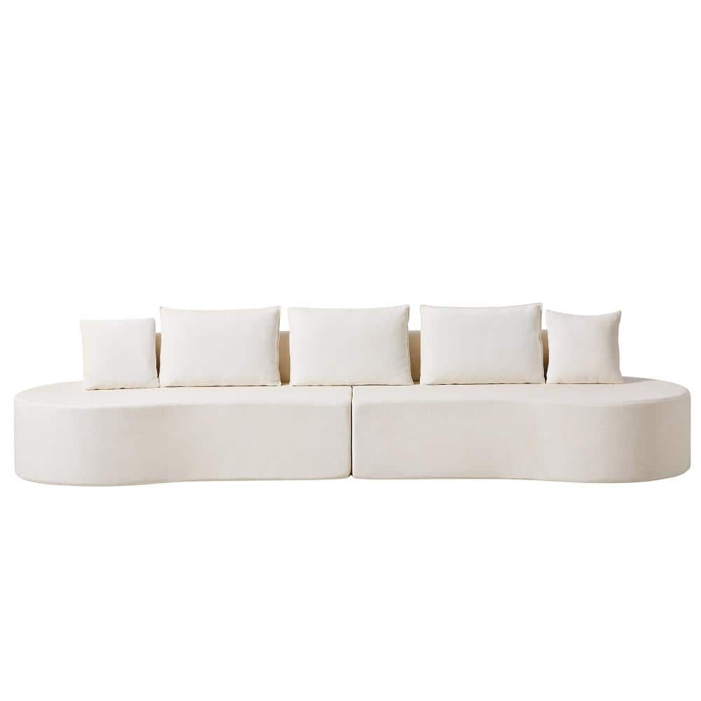 Modern Curved 138.6 in. Modular 2-piece Fabric Sectional Sofa with High-Density Foam in Beige price history on PriceWatchPro