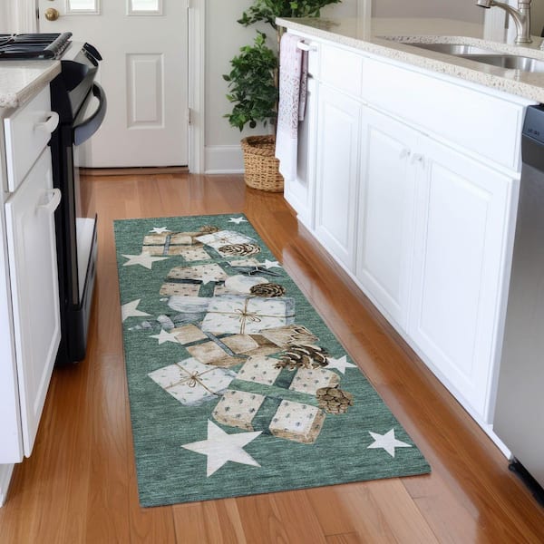 Chantille Machine Washable Indoor/Outdoor Abstract ACN1825 Seafoam 2 ft. 3 in. x 7 ft. 6 in. Runner Rug