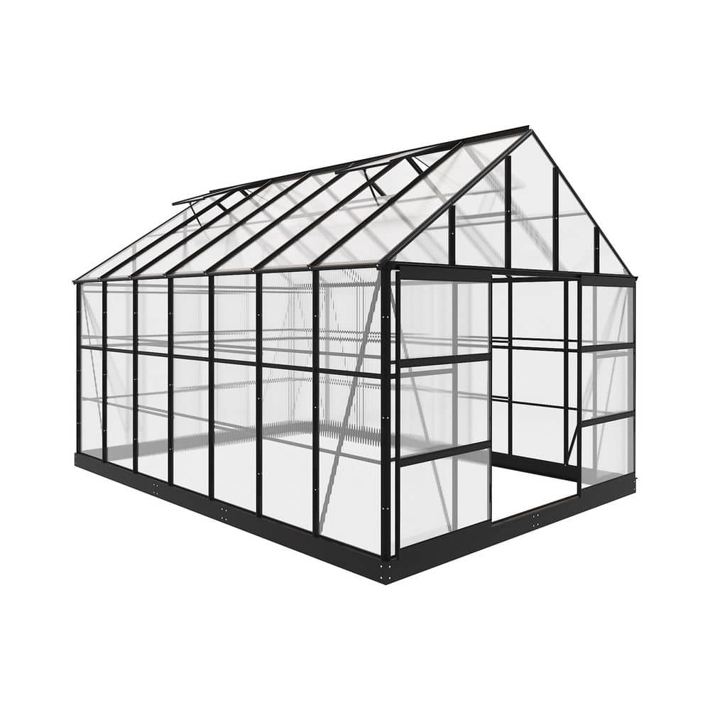 INMITOM 10 ft. x 14 ft. Outdoor Black Aluminum Frame Polycarbonate