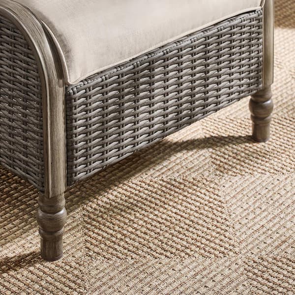 Hampton Bay - Windsor 6-Piece Brown Wicker Outdoor Patio Conversation Seating Set with Cushion Guard Biscuit Tan Cushions