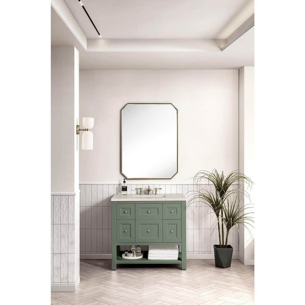 Breckenridge 36.0 in. Single Bath Vanity in Smokey Celadon with Siberian Quartz Top price history on PriceWatchPro