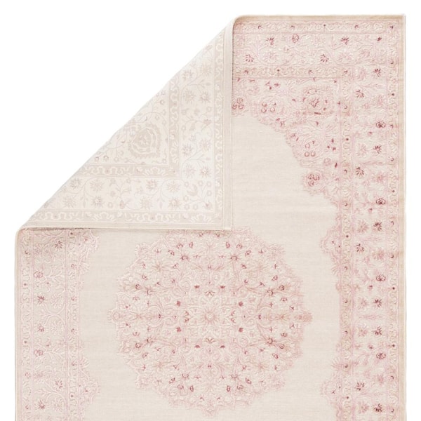 Machine Made Bright White 8 ft. x 10 ft. Medallion Area Rug