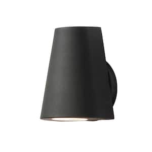1-Light Black Integrated LED Outdoor Wall Lantern Sconce