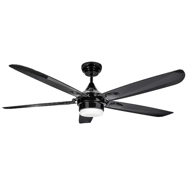 Hyperikon Sleek 56 In Integrated Led, Black Contemporary Ceiling Fan With Light