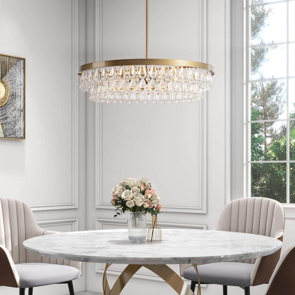 Viviana 24'' Brushed Brass Crystal Candle Chandelier