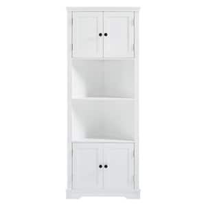 26 in. W x 14 in. D x 67 in. H White Tall Bathroom Linen Cabinet with Doors and Adjustable Shelf