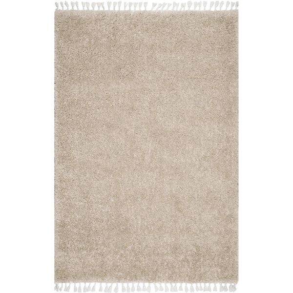 StyleWell Neva Plush Shag Beige 4 ft. x 6 ft. Area Rug