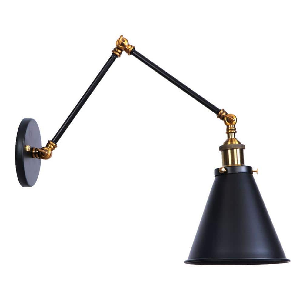 aiwen WS 1-Light 5.31 in. Brass and Black Matte Finish Wall Sconce Vintage  Industrial with Swing Arm Adjustable WS-LBD-BG102 The Home Depot