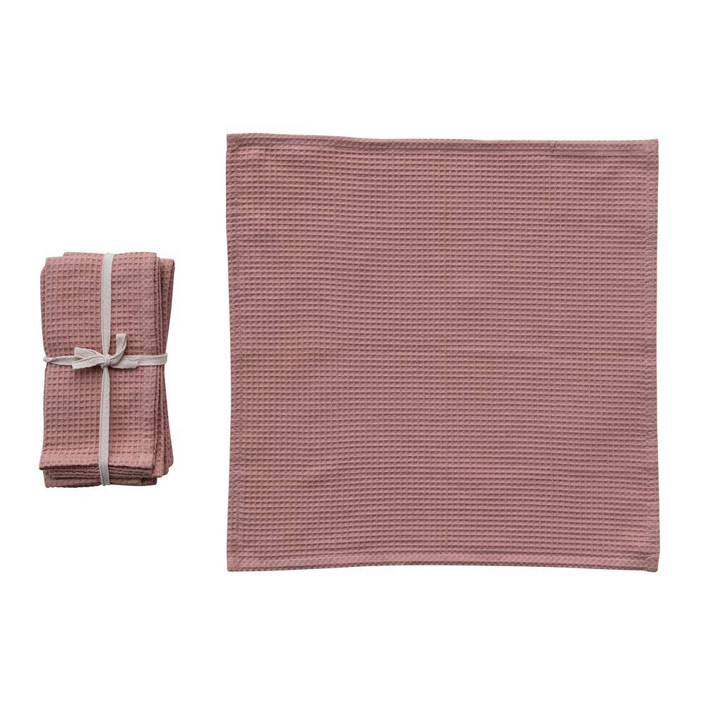 Putty Blush Woven Linen and Cotton Waffle Dinner Napkins