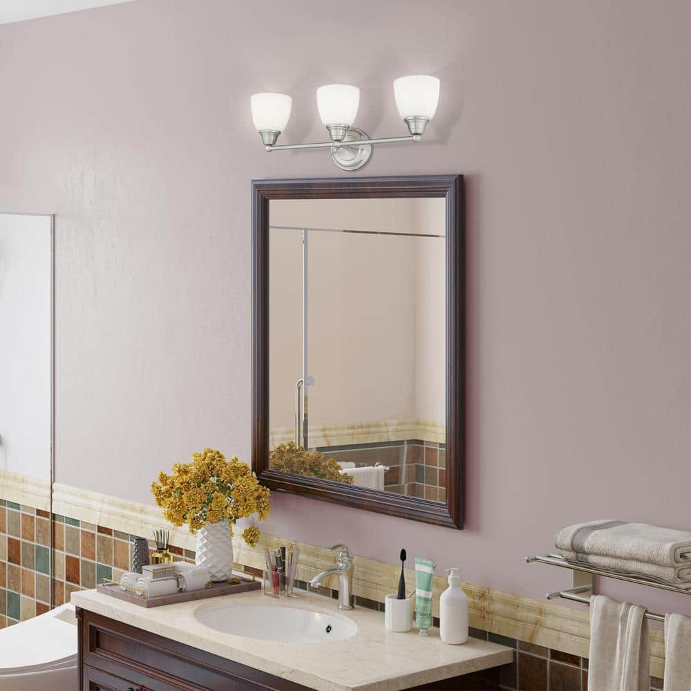 Somerville 23" Brushed Nickel 3-Light Vanity with Satin Opal White Glass