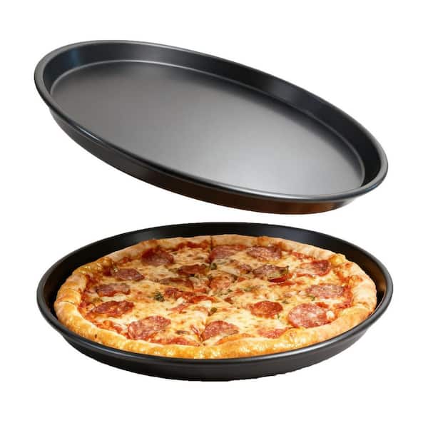 2 Pack Aluminum Nonstick Pizza Pan Set Heavy Duty Oven Baking Tray Restaurant Style Deep Dish Pizza Crisper