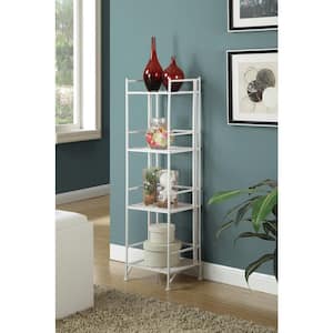 Xtra Storage 45 in. White Metal 4-Shelf Accent Bookcase with Folding Sides