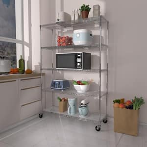 5-Tier Heavy Duty Steel Wire Shelving Unit in Chrome (24 in. W x 48 in. H x 82 in. D)