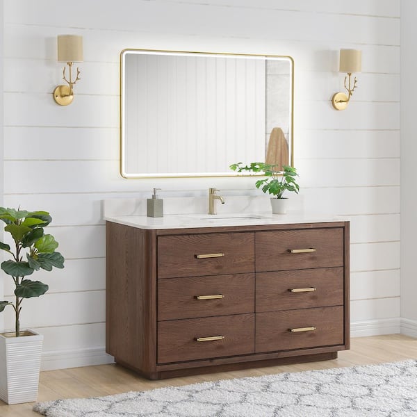 ROSWELL Porto 55 in. W x 22 in. D x 33.8 in. H Single Sink Bath