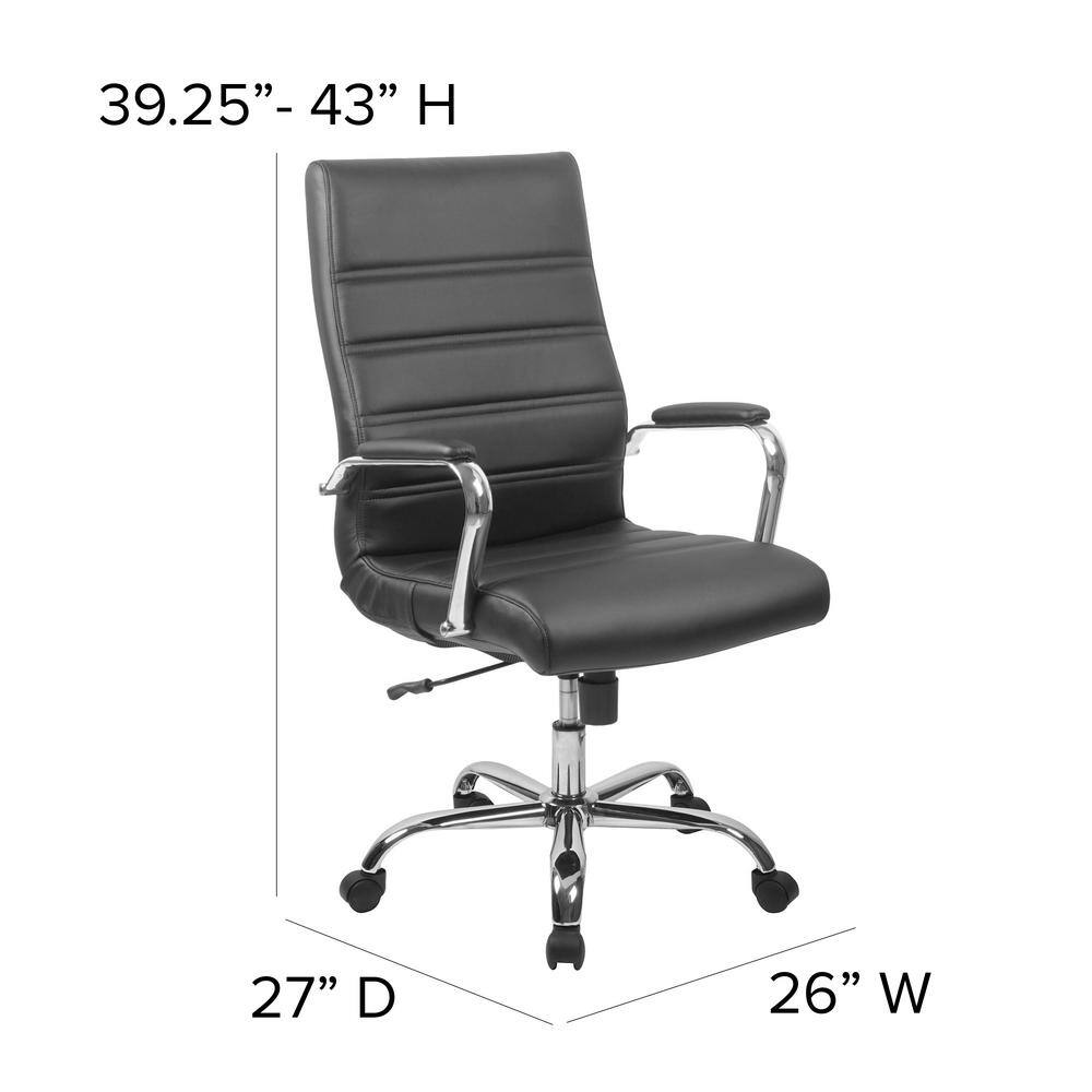 Elegant Black LeatherSoft High-Back Executive Swivel Chair with Metal Frame