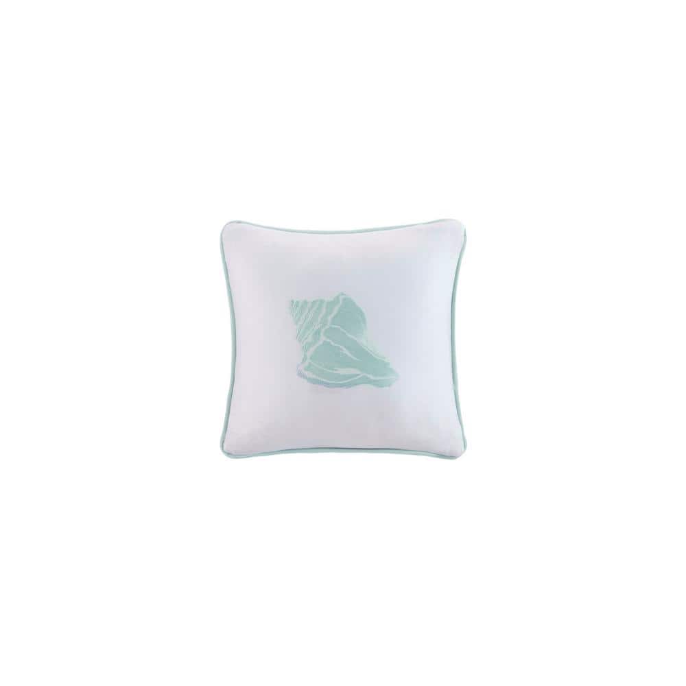 Ivory Coastal Embroidered Square Decorative Pillow