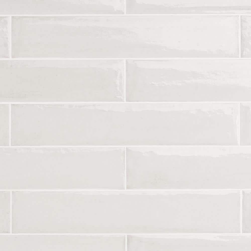 White Polished Porcelain Rectangular Subway Wall Tile 3-in x 16-in