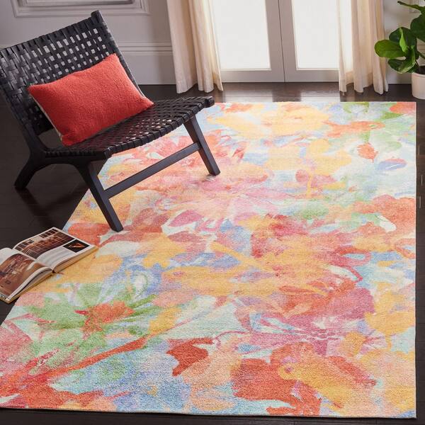 Florist 3 ft. x 5 ft. Yellow/Plum Floral Abstract Area Rug