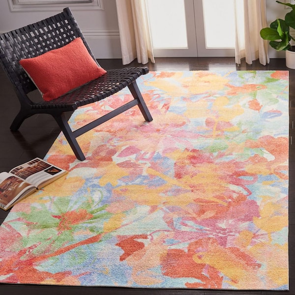Florist 5 ft. x 8 ft. Yellow/Plum Floral Abstract Area Rug