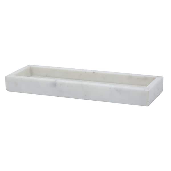 A & B Home Marble Tray - 12.5x4" - White