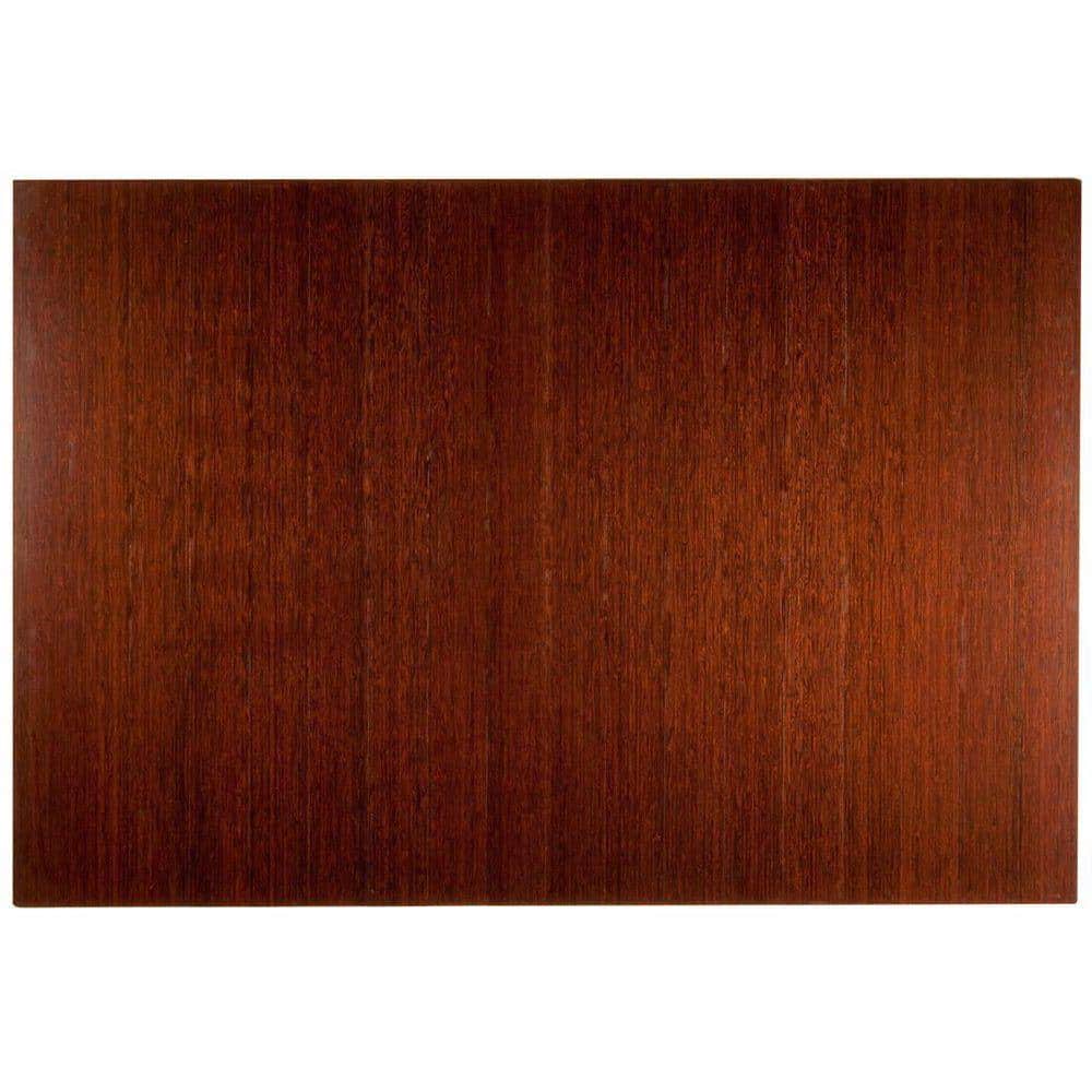 Deluxe Dark Brown Mahogany 48 in. x 72 in. Bamboo Roll-Up Office Chair Mat 
