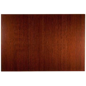 Deluxe Dark Brown Mahogany 48 in. x 72 in. Bamboo Roll-Up Office Chair Mat without Lip