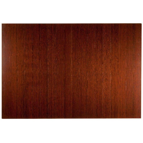 Anji Mountain Deluxe Dark Brown Mahogany 48 in. x 72 in. Bamboo Roll-Up Office Chair Mat without Lip
