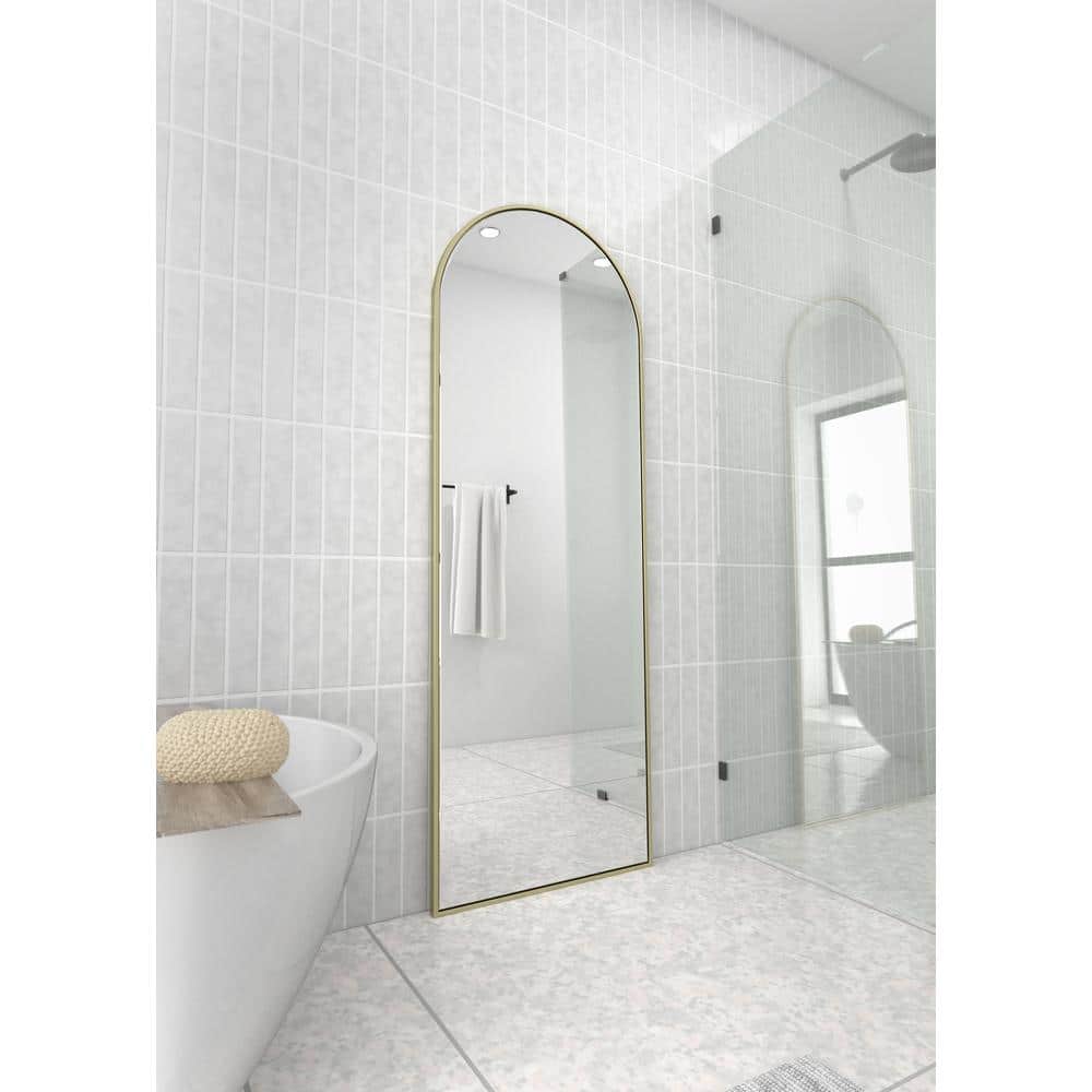 Elegant Full-Length 67" Bronze Wood Rectangular Mirror