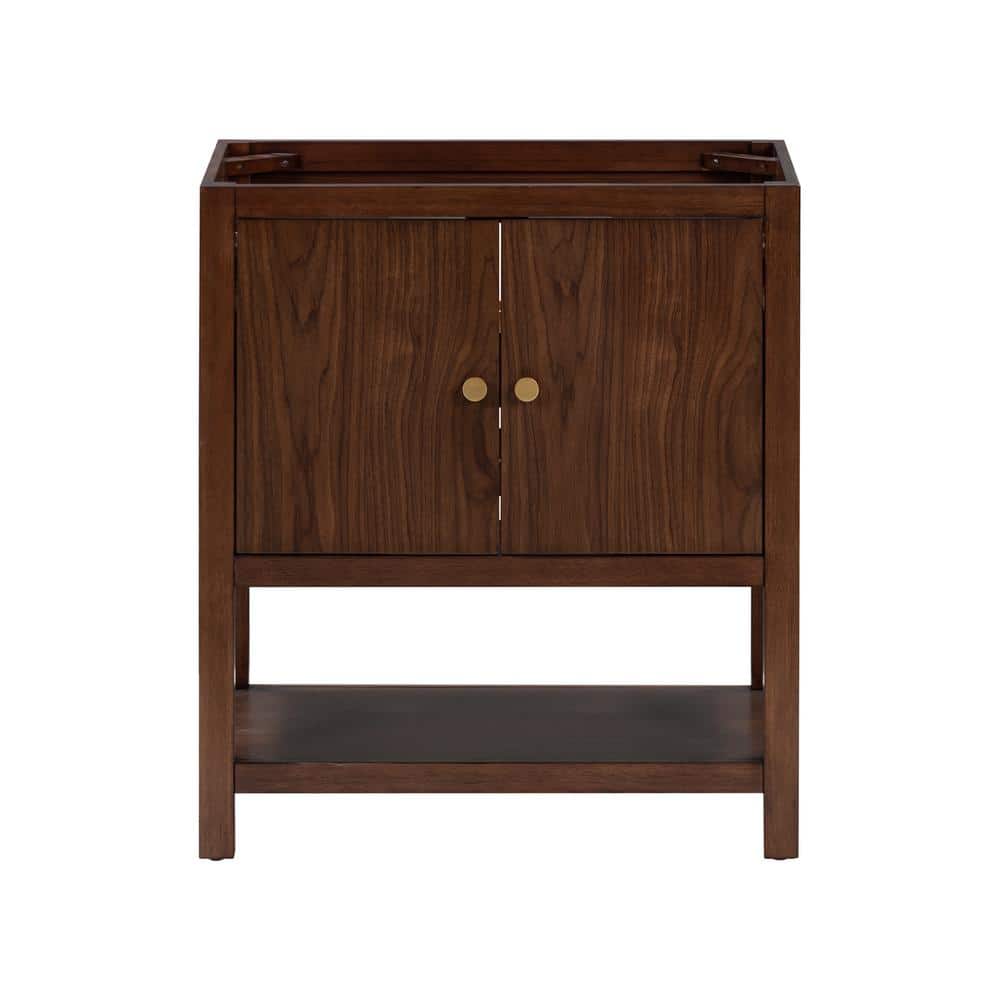 Zoe 30'' Walnut Single Bathroom Vanity Base with Gold Hardware