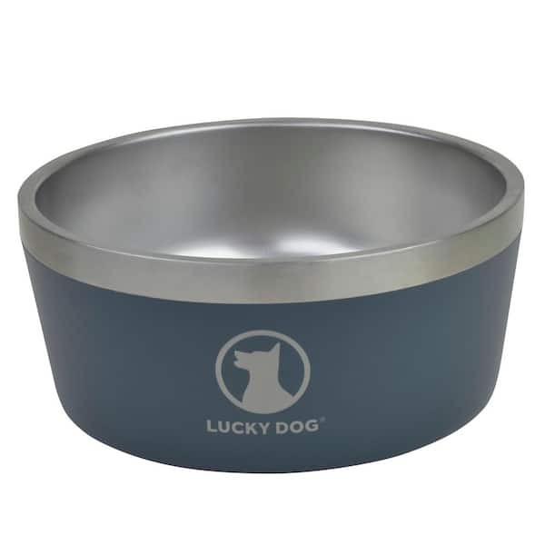 INDULGE 64 oz. 8 Cup Double Wall Stainless Steel Dog Bowl To Non Slip To Lifetime Warranty in Blue
