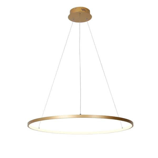UMEILUCE Ring 1-Light Dimmable Integrated LED Gold Chandelier for Dining Room Bedroom, 32 in.