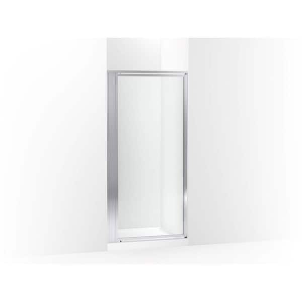 Attend 35.5 in. W x 72 in. H Pivot Framed Shower Door in Bright Silver