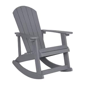 Gray Plastic Outdoor Rocking Chair in Gray