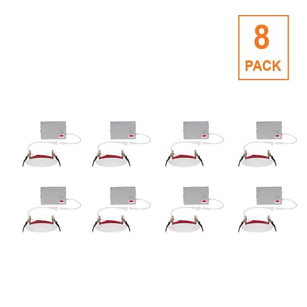 8-pack 4 in. Fire Rated Canless Integrated LED Recessed Light Trim Downlight 800-Lumens Adjustable CCT Dimmable