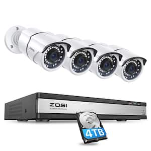 H 265+ 16-Channel 5MP POE 4TB Hard Drive NVR Security Camera System with 4-Wired 5MP Spotlight Cameras, 24/7 Recording