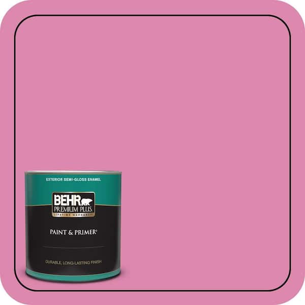 BEHR PREMIUM PLUS 1 qt. #100B-5 Springtime Bloom Semi-Gloss Enamel Exterior Paint & Primer