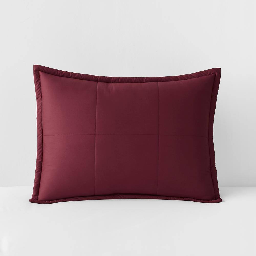 The Company Store Lacrosse Quilted Recycled Fill Merlot Cotton Standard