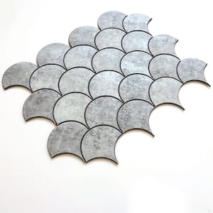 Seoul Stone Gray Fish Scales 5 in. x 5 in. Stone Peel and Stick Backsplash Tile Sample Cut Tile (.17 sq. ft./Sample)