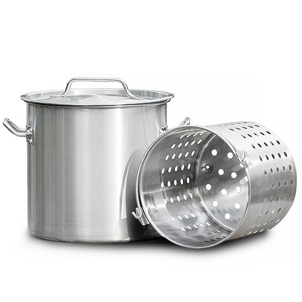Barton 32 qt. Stainless Steel Stock Pot with Strainer Basket and Lid