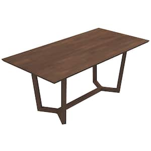 Luxley 71 in Mid-Century Rectangular Solid Wood Dining Table in Brown (Seats 4)