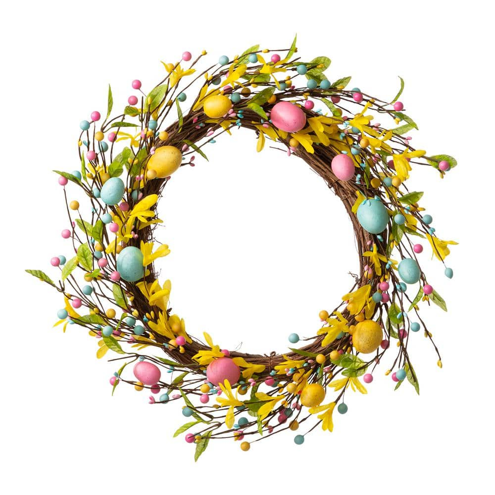 Glitzhome 22 in. H Easter Egg Wreath GH2006600006 - The Home Depot