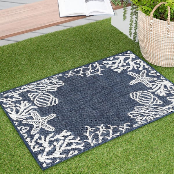 Eco Coastal Navy 2 ft. x 3 ft. Indoor/Outdoor Area Rug