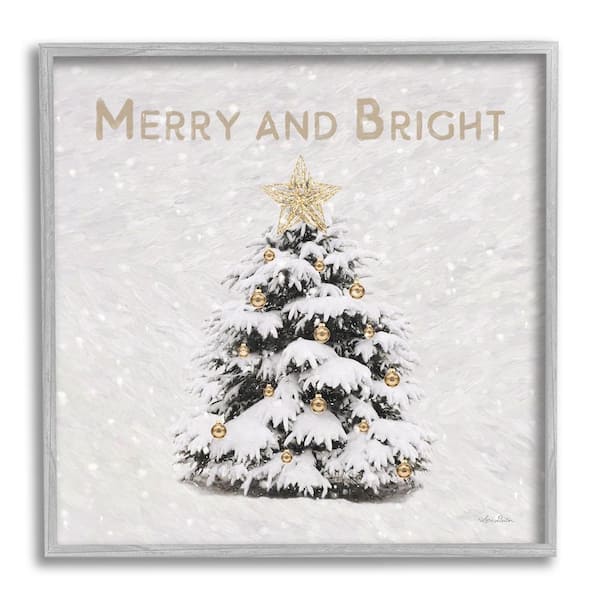Stupell Industries Merry and Bright Scene by Lori Deiter 1-Piece Framed Graphic Print Typography Poster Art Print 12 in. x 12 in.