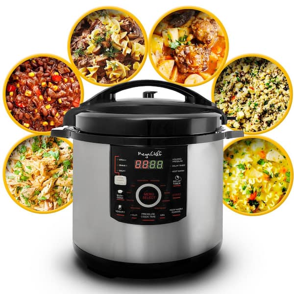 MegaChef 12 Qt. Black and Silver Electric Pressure Cooker with Automatic  Shut-Off and Keep Warm Setting 985110831M - The Home Depot