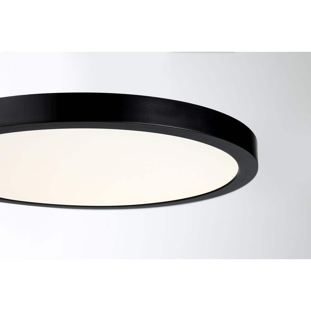 12-inch Black LED Flush Mount Ceiling Light with Clear Shade