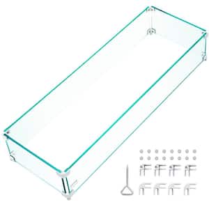 35.5 in. x 11.5 in. x 6 in. Fire Pit Wind Guard Rectangular Glass Shield 0.3 in. Thick Clear Tempered Glass Flame Guard